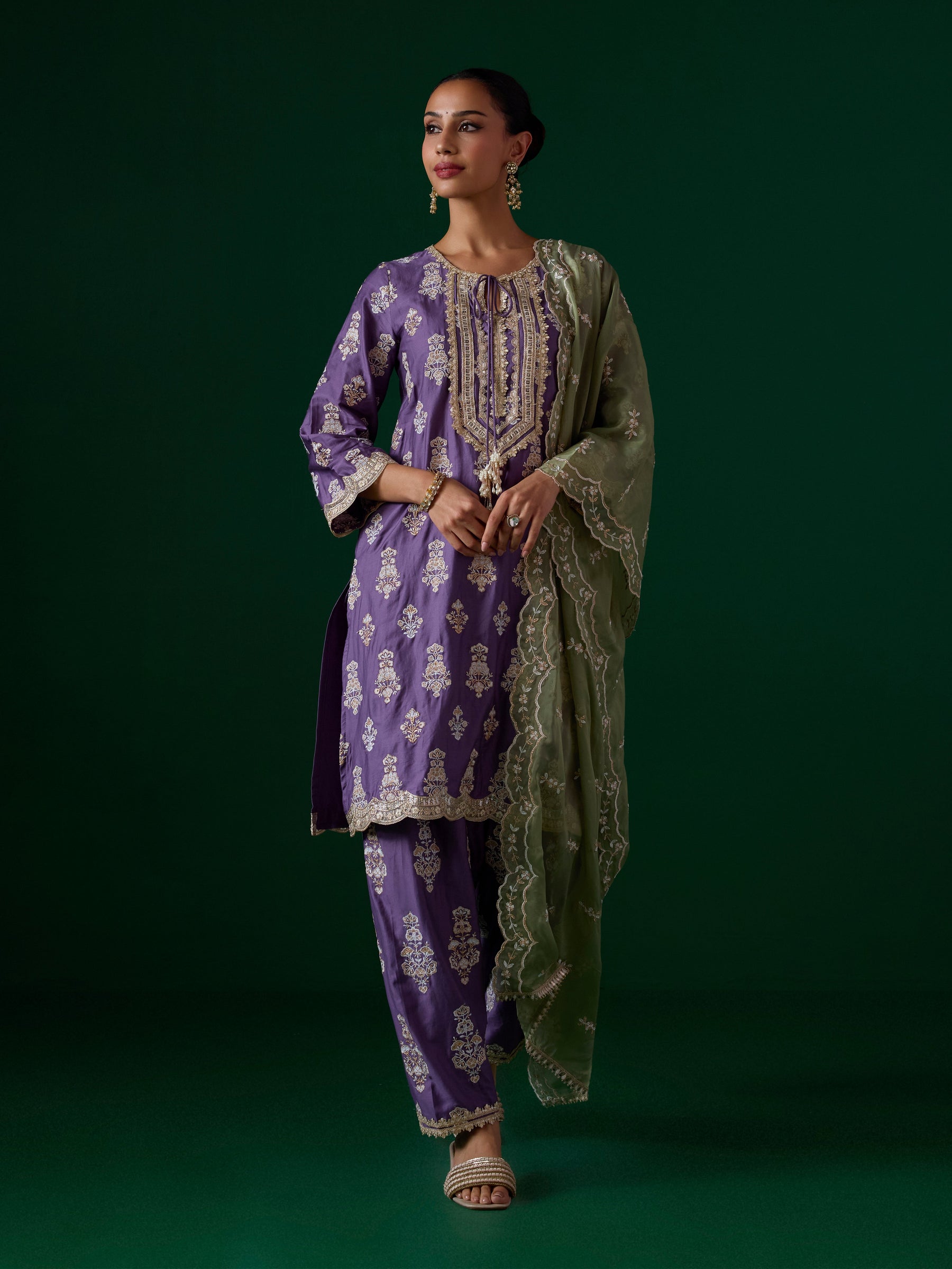Intira Pima Satin Violet Kurta Set
