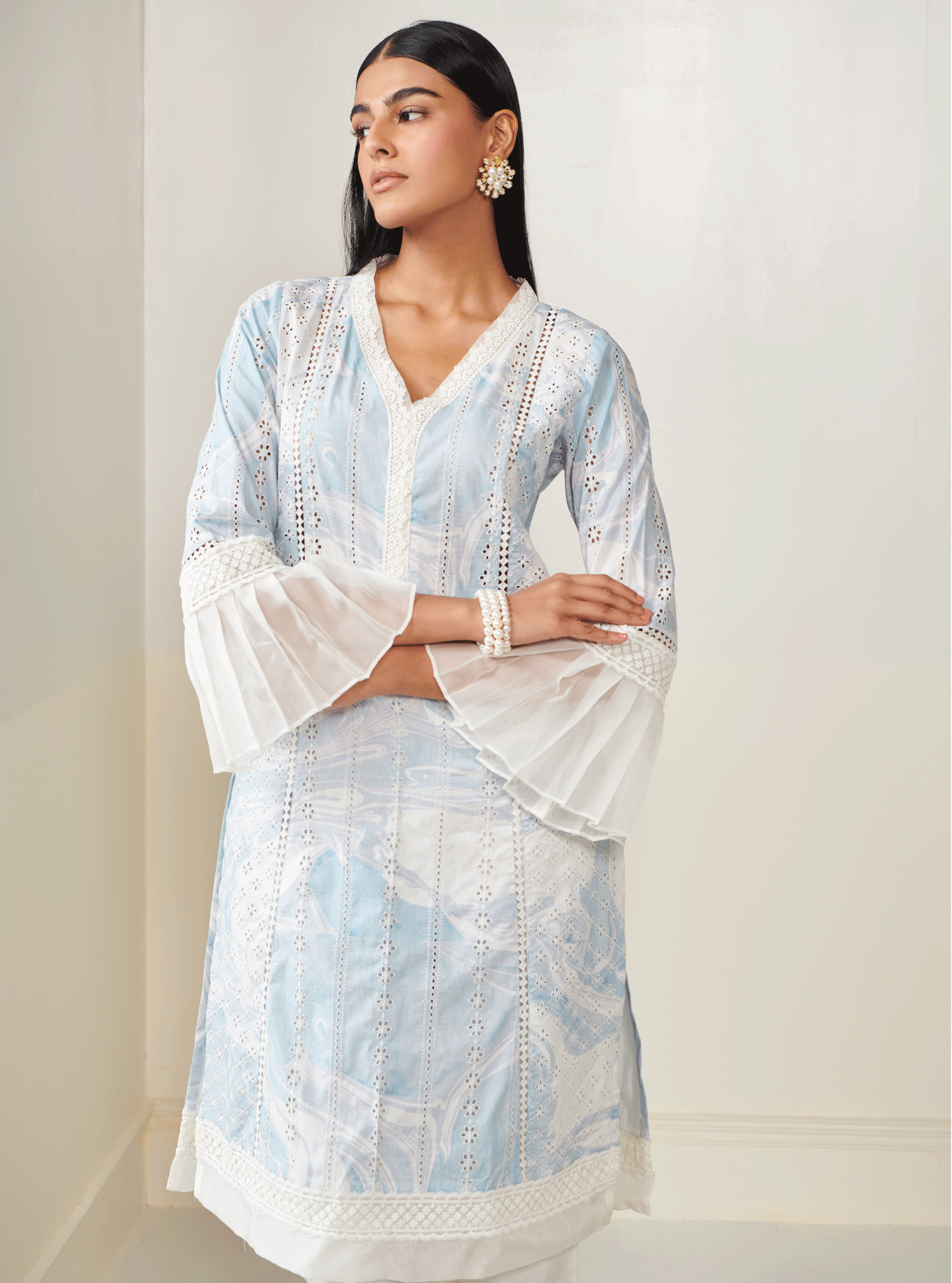 Mulmul Cotton Ollin Blue Kurta