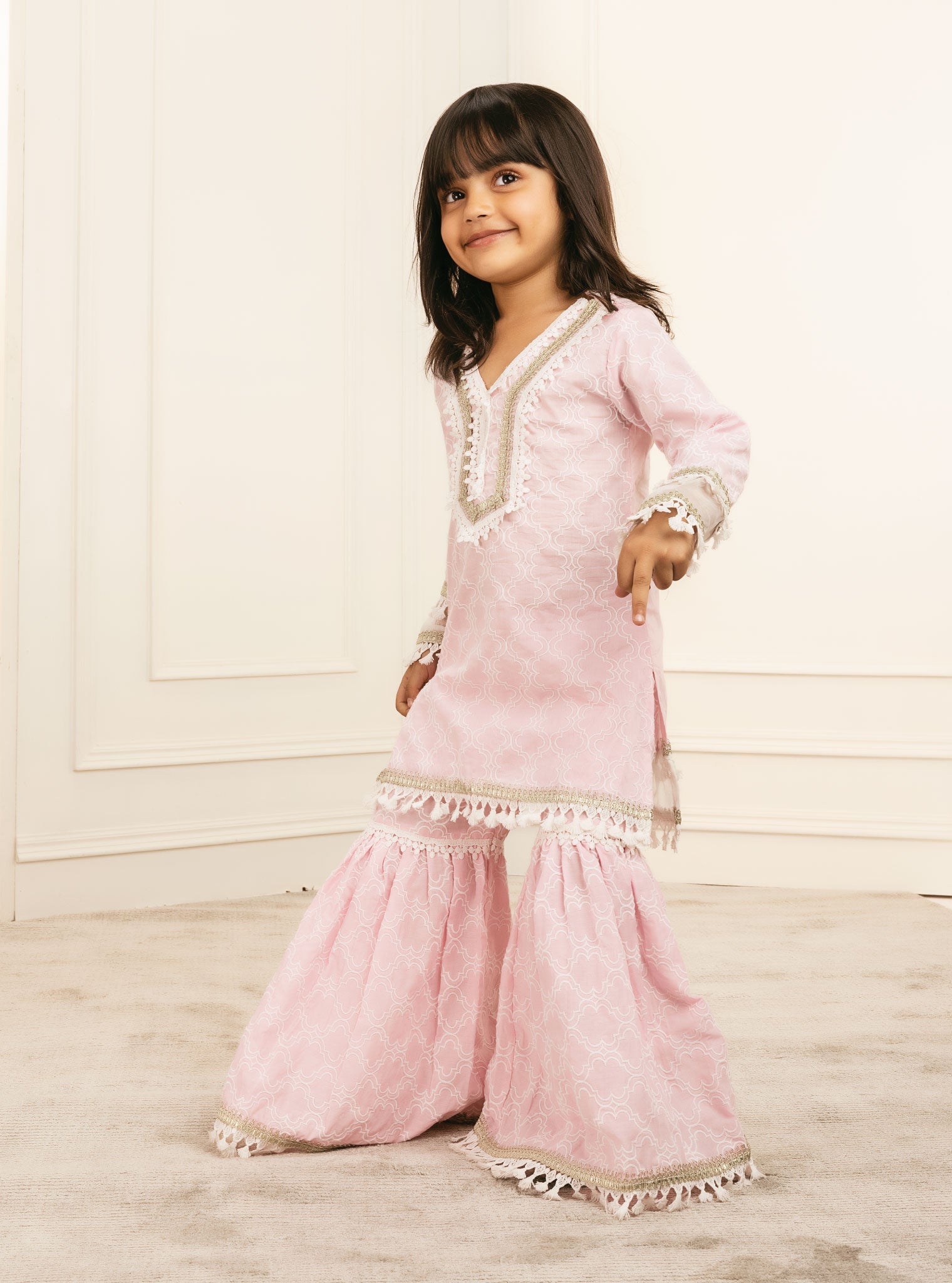 Elara Supima Cotton Pink Garara Set