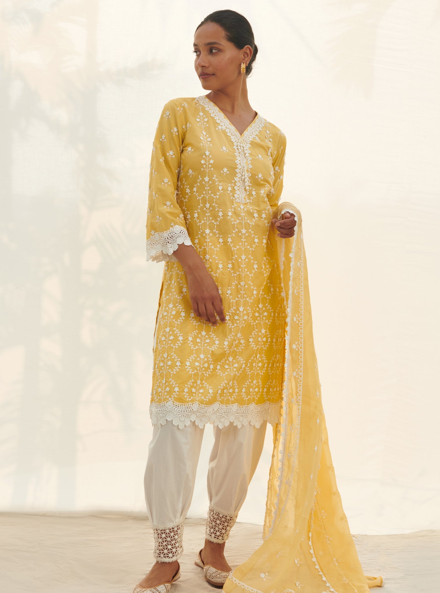 Mulmul Cotton Veliena Yellow kurta