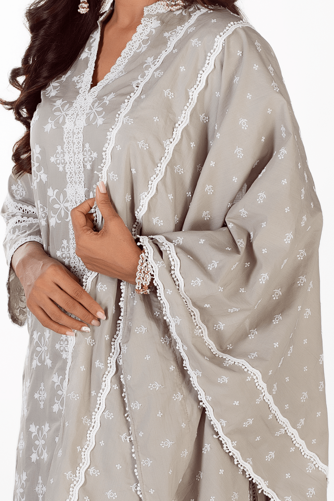 Mulmul Cotton Vera Grey Kurta With Vera Grey Pant