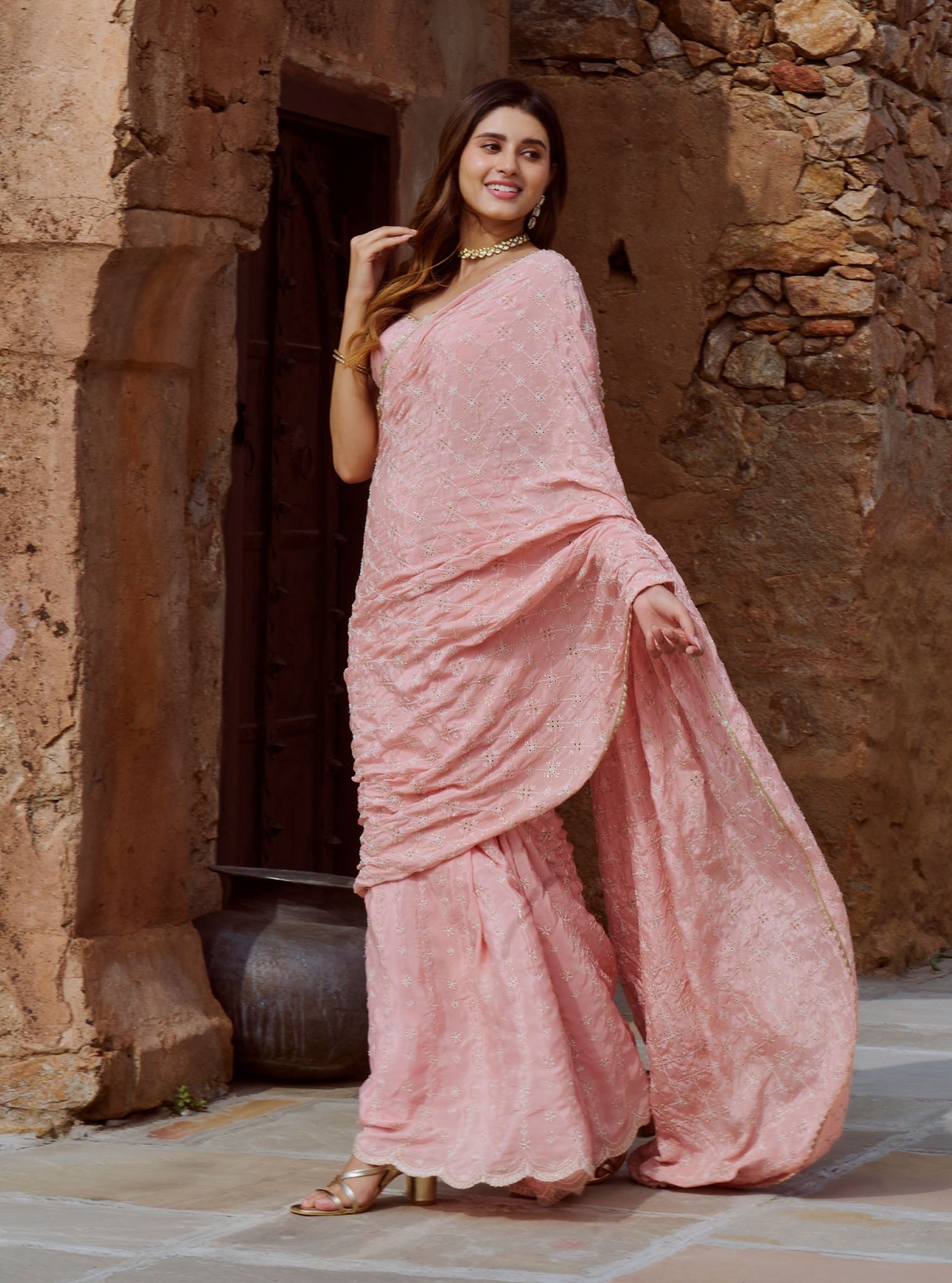 Banni Crepe Pink Saree