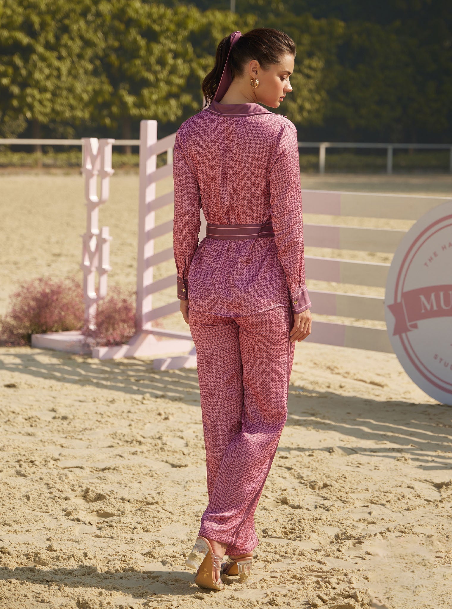 Eos Cupro Printed Pink Top