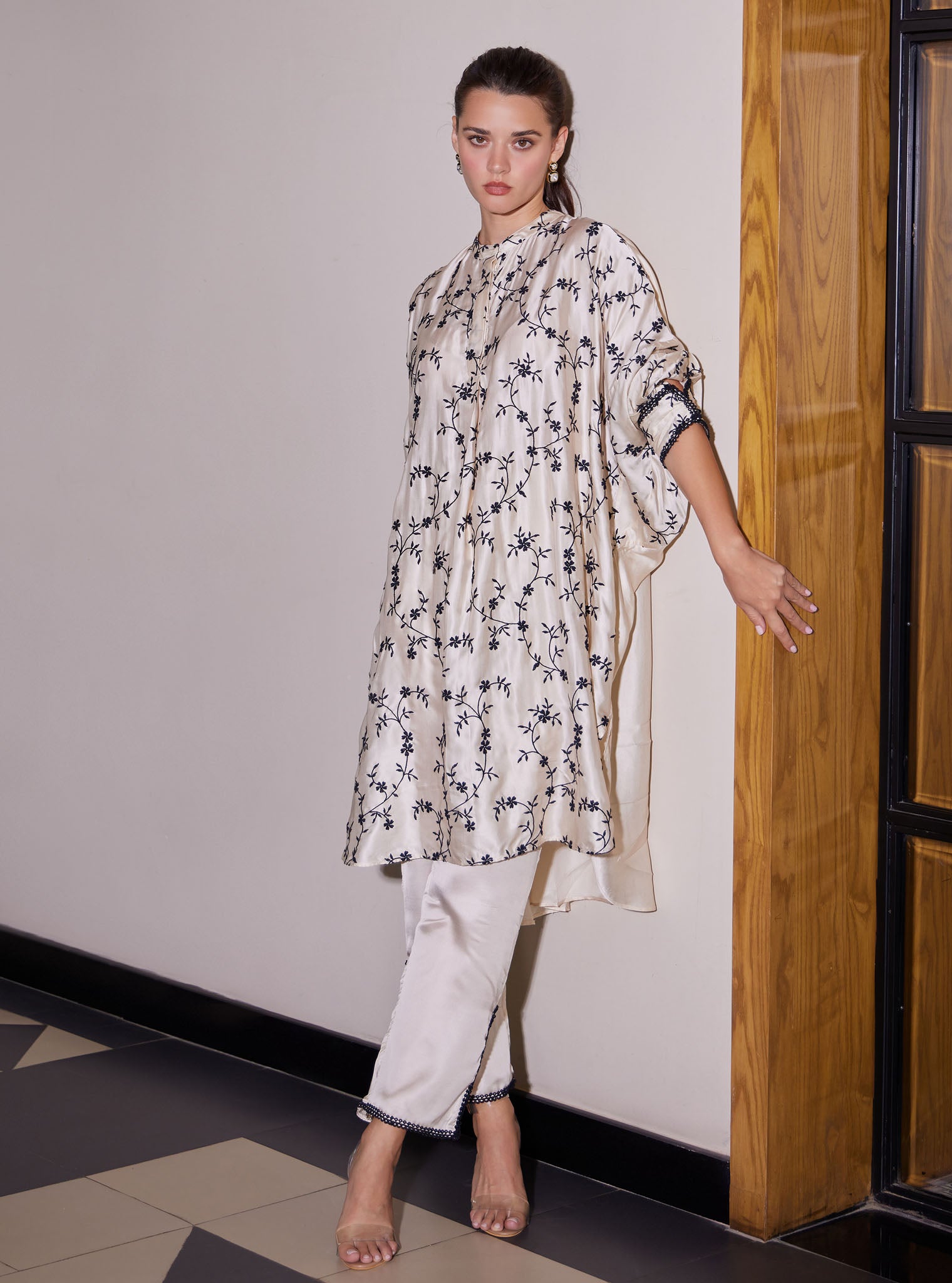 Mulmul Modal Satin Pheme Off White Pant