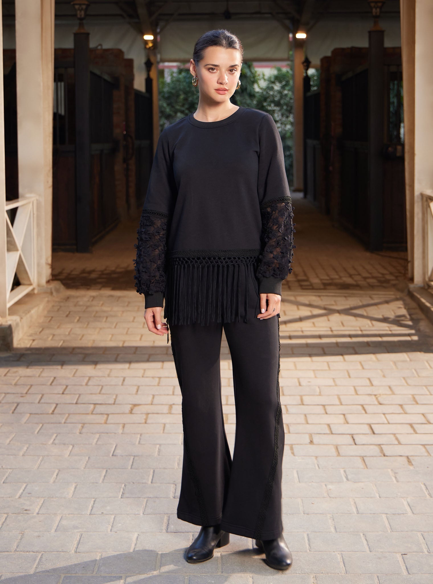 Althea Fleece Black Top