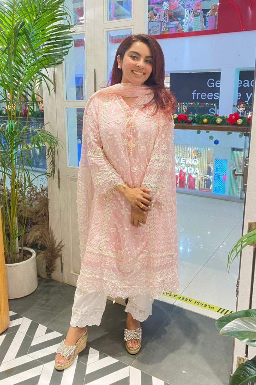 Fiona Tencel Luxe Organza Pink Kurta Set