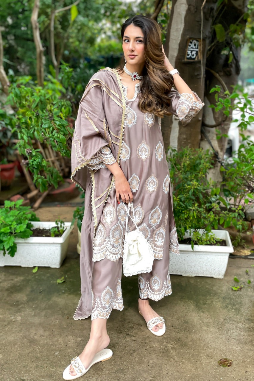 Sydney Cupro Silk Grey Kurta Set
