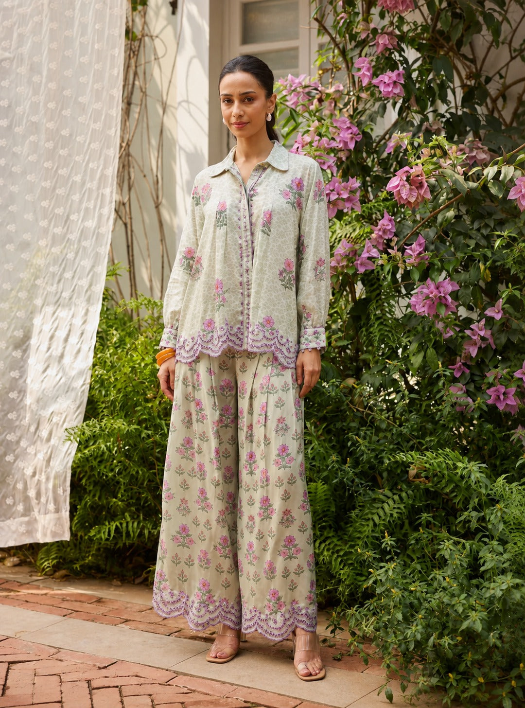 Evaya Lawn Green Co-ord Set