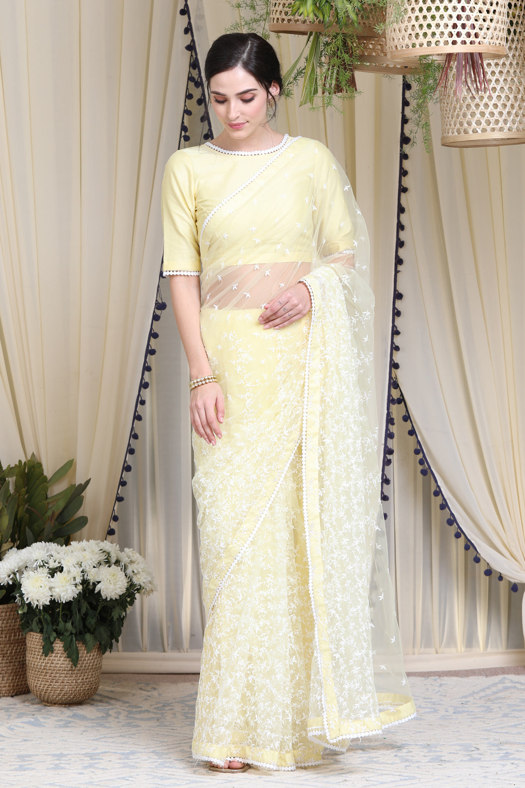 Net Embroidered Saree