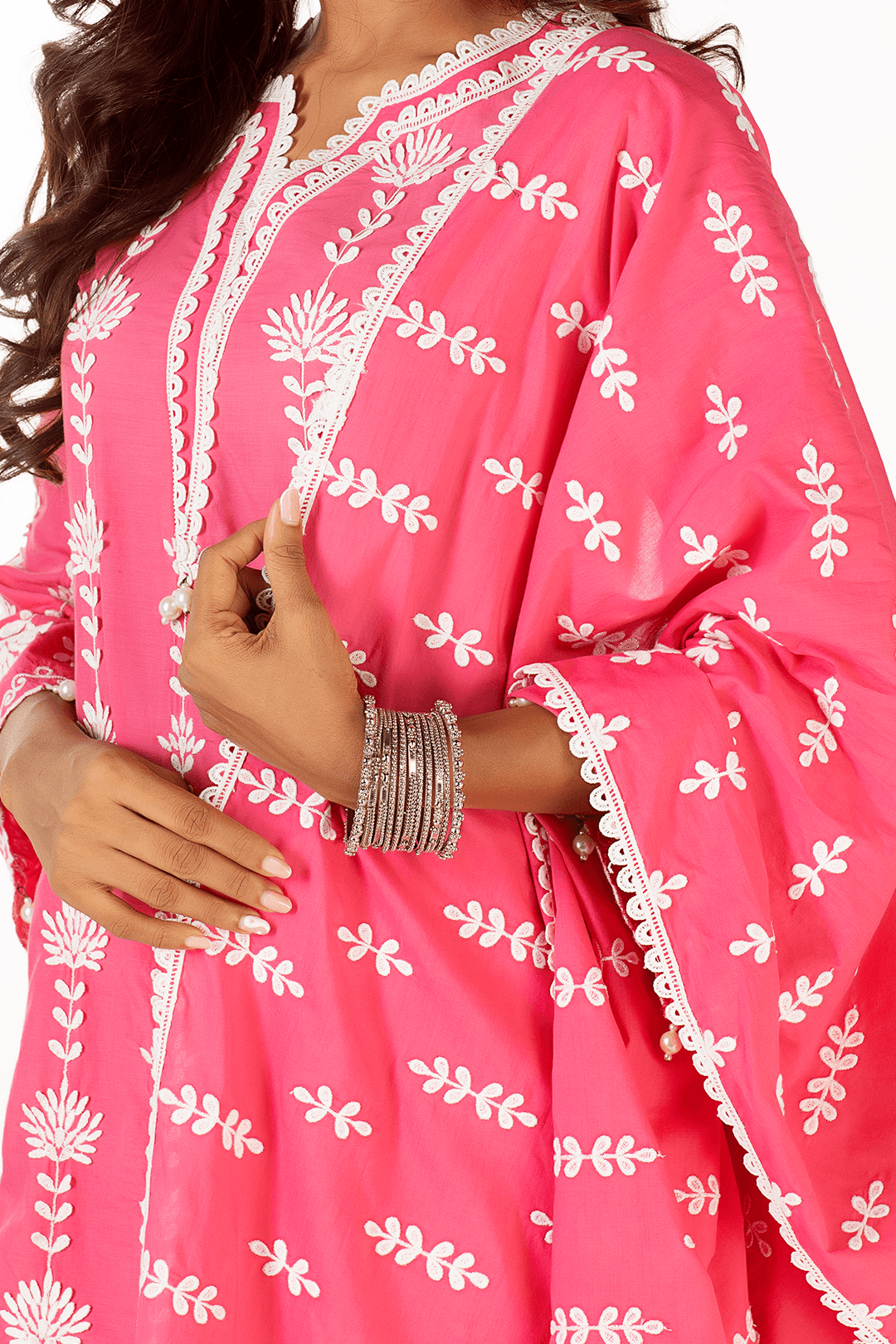 Mulmul Cotton Zaira Fuchsia Kurta With Zaira Fuchsia Palazzo