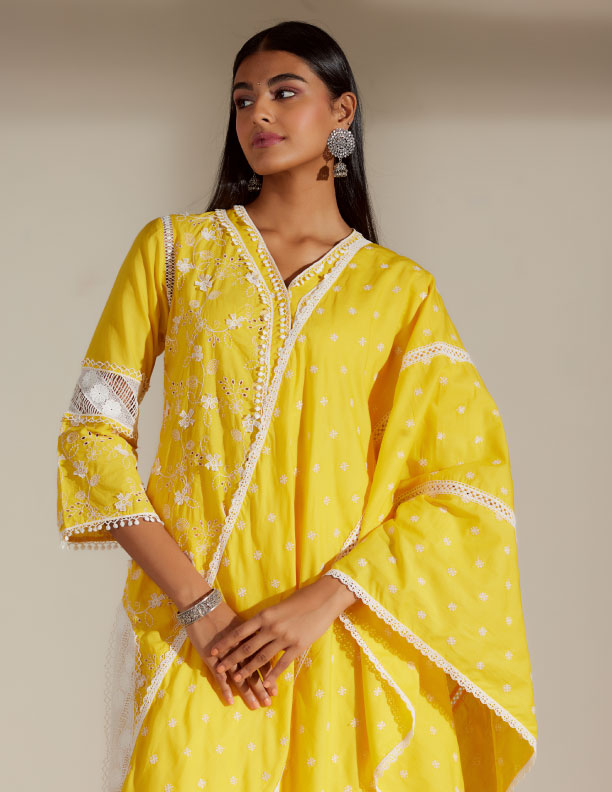 Mulmul Cotton Alice Mango Kurta with Alice Mango Pant