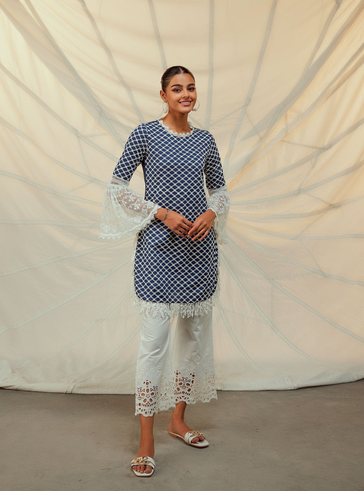 Aspen Navy Blue Kurta with Garara Set