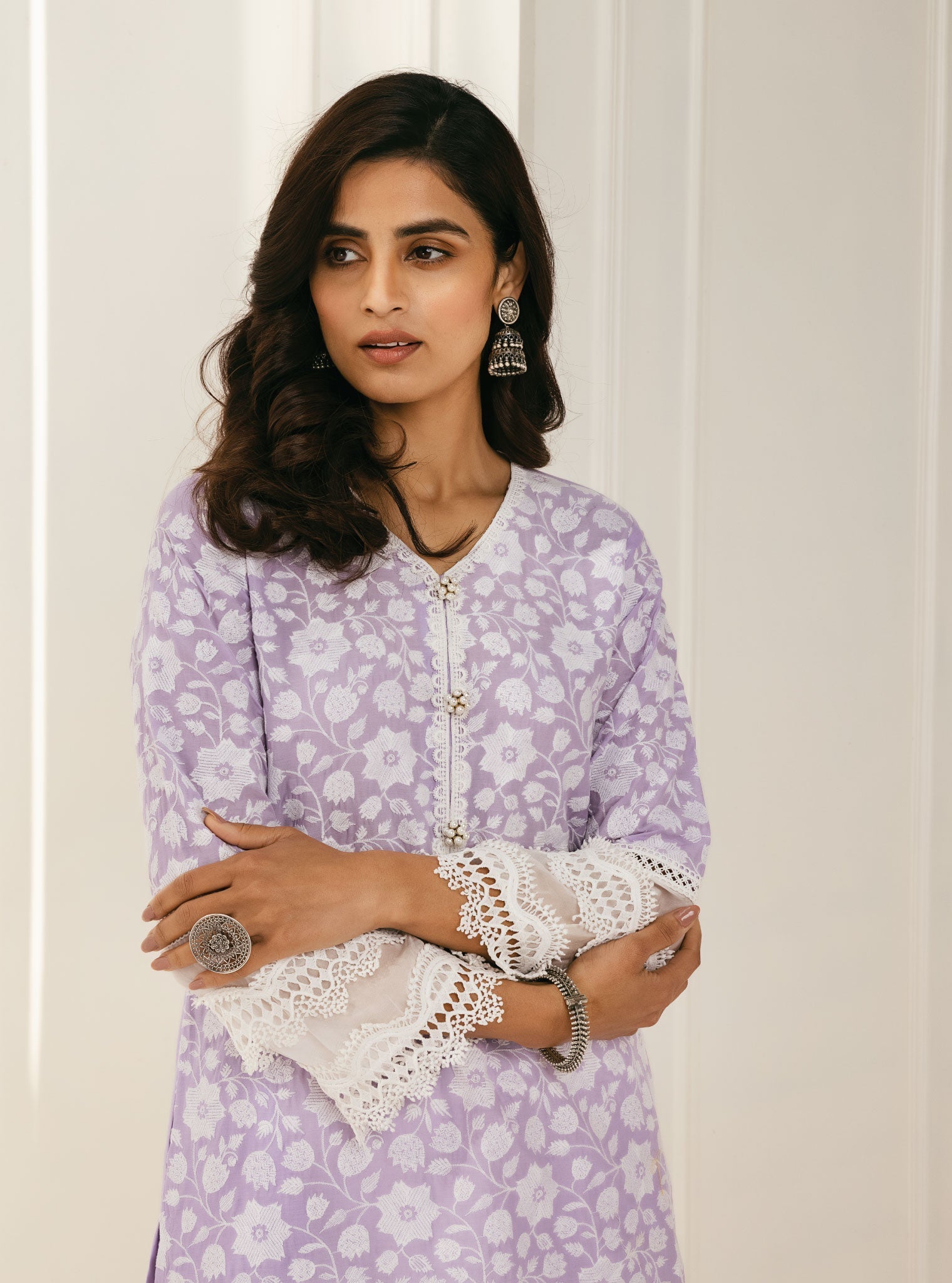 Mulmul Cotton Barog Lilac Kurta