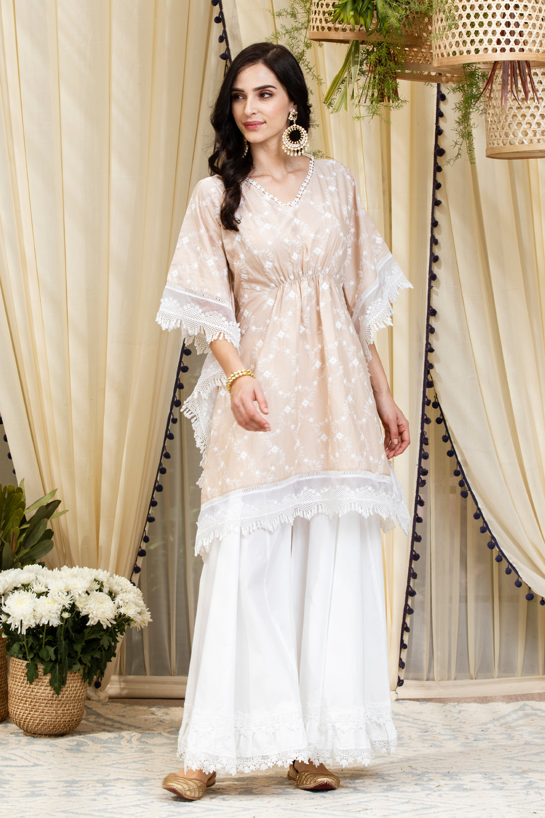 Mulmul Cotton Fiore Kurta With Blossom Sharara