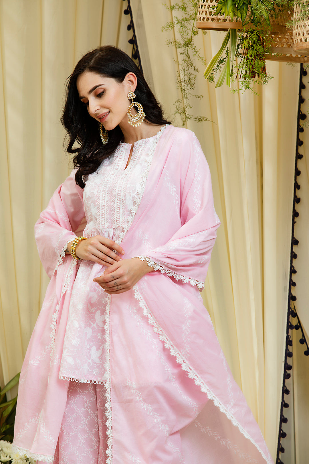 Magnolia Pink Full Sleeves Kurta with Sharara Set
