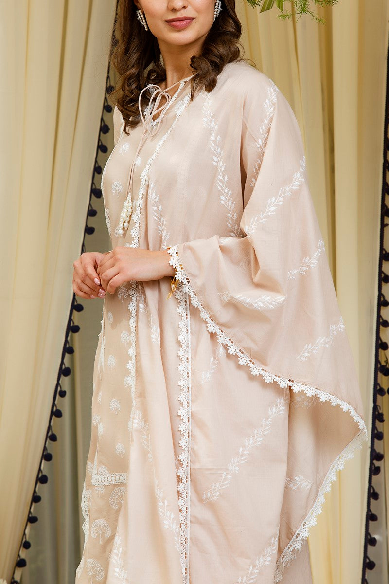 Snowdrop Kurta With Floral Embroidered Pyajamas