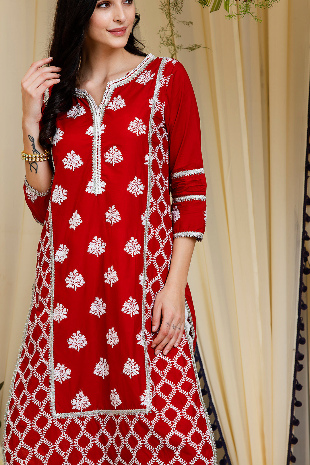 Mulmul Cotton Senna Kurta With Mulmul New Pin Tuck Pyajama