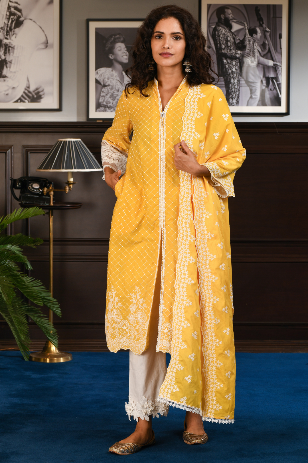 Cayo Supima Cotton Yellow Kurta Set