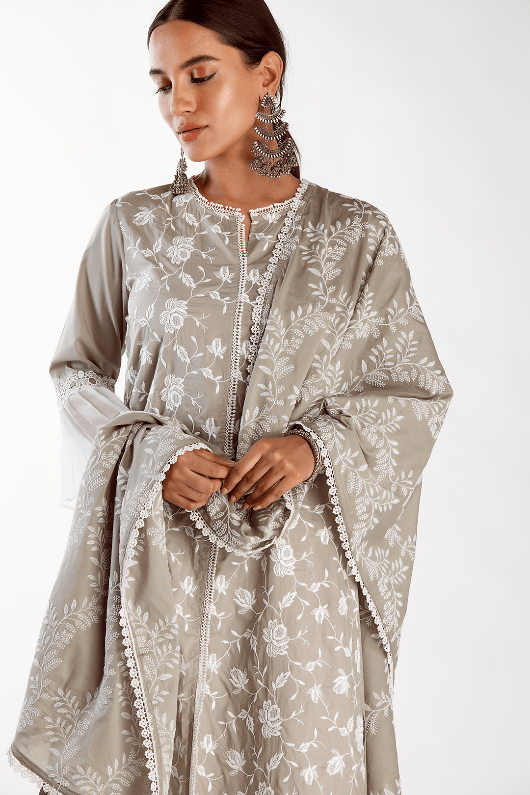 Mulmul Supima Cotton Dusk Grey Kurta