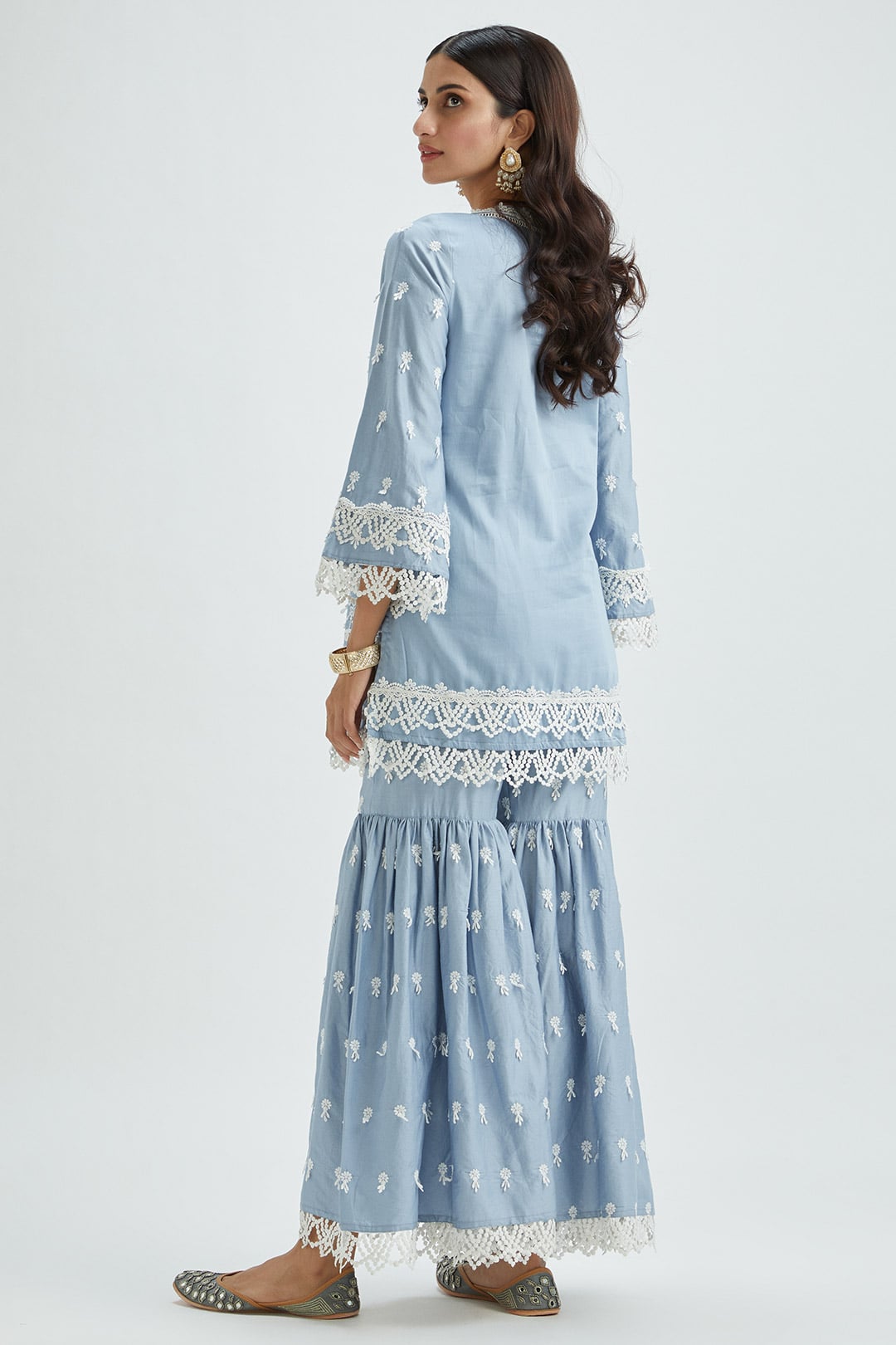 Hayes Supima Satin Wedgewood Kurta Set