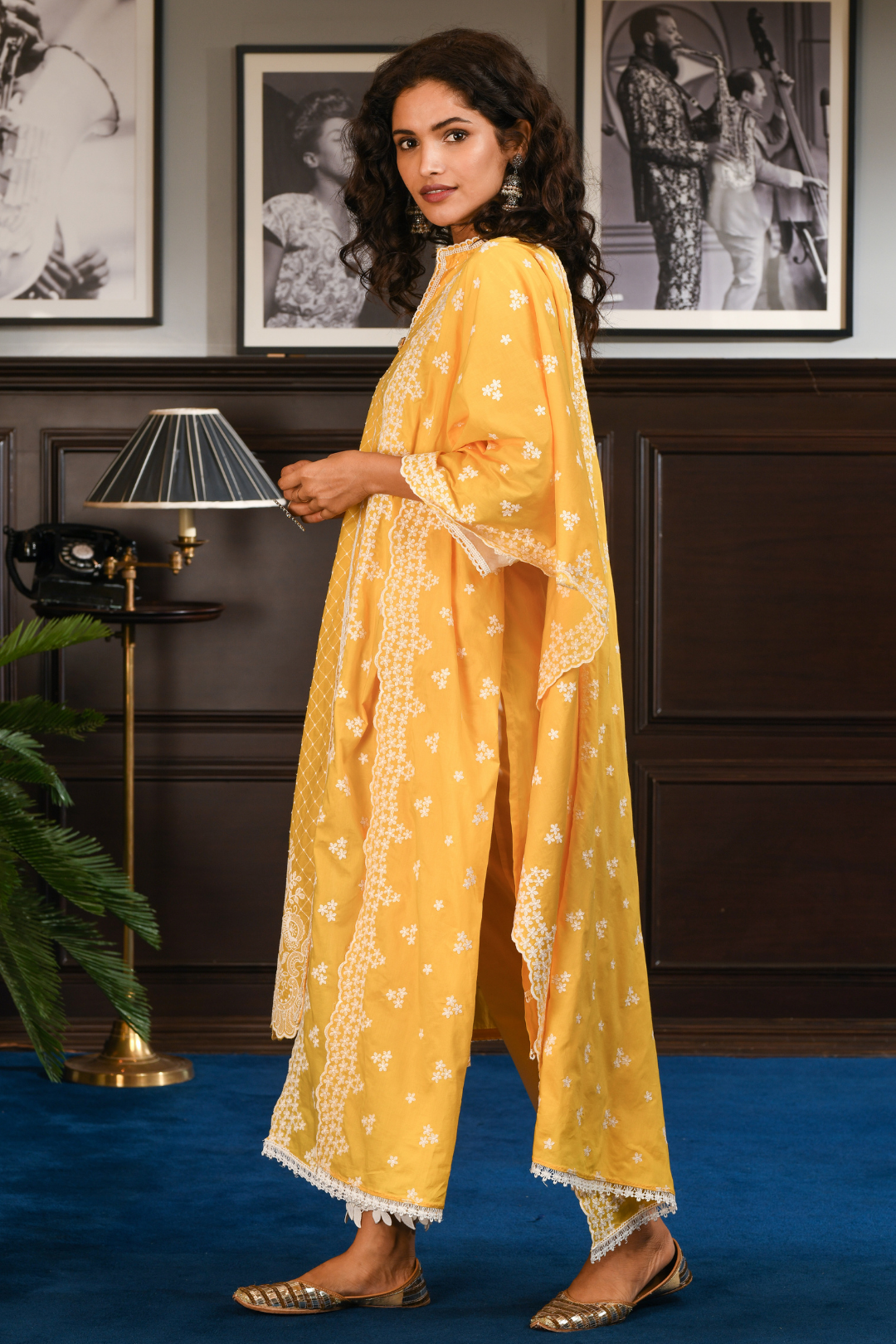 Cayo Supima Cotton Yellow Kurta Set