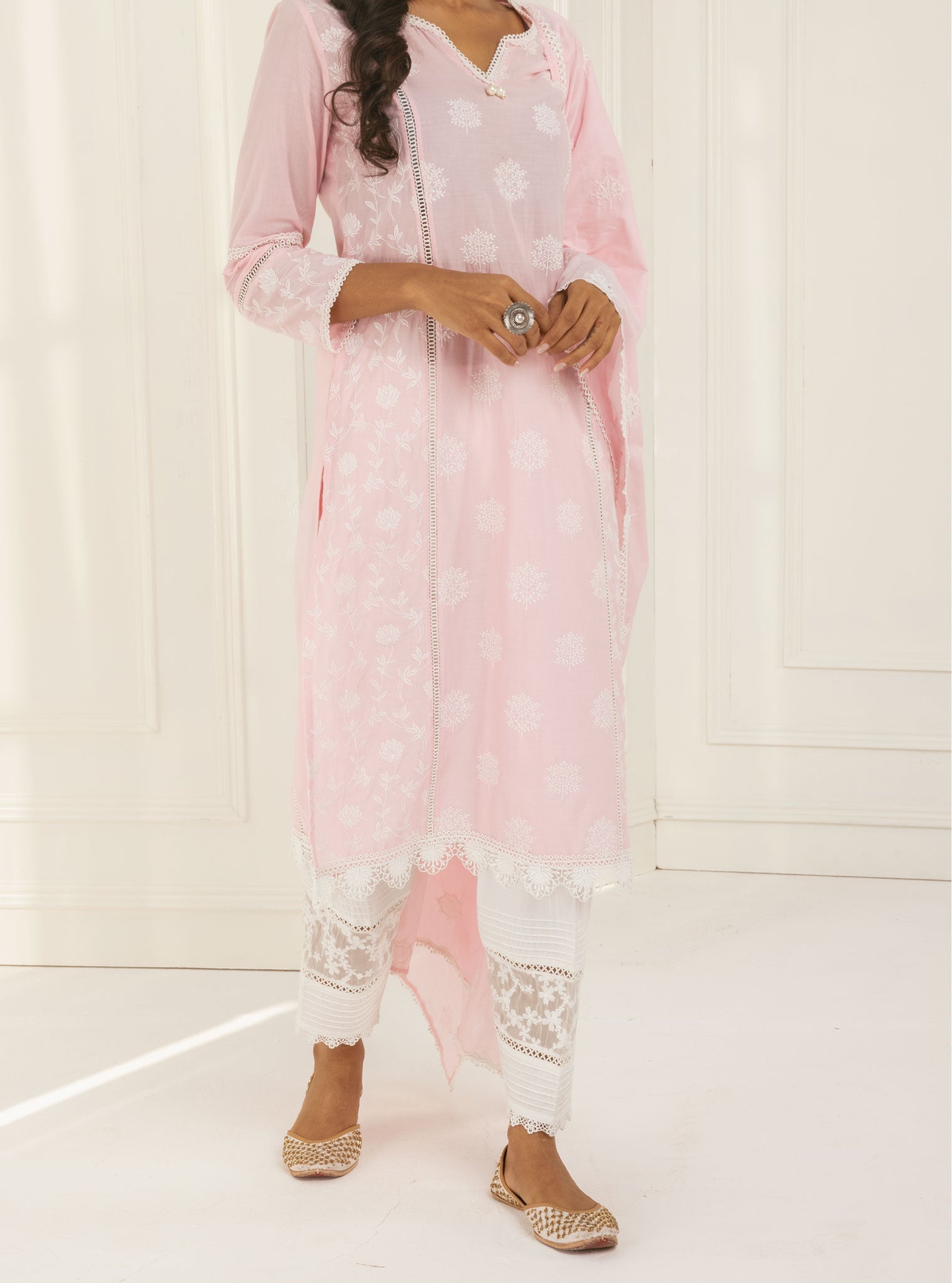 Mulmul Cotton Kannur Pink Kurta