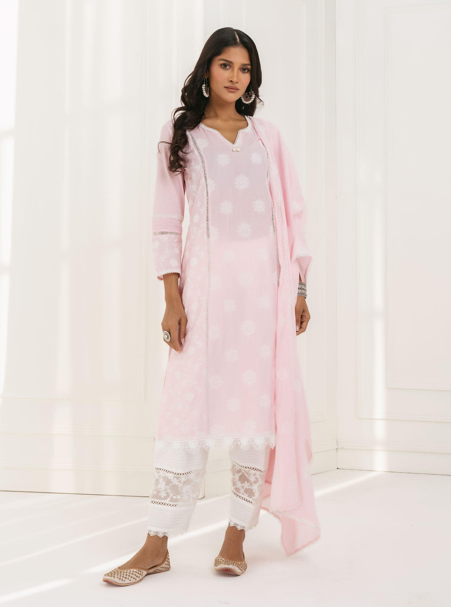 Mulmul Cotton Kannur Pink Kurta