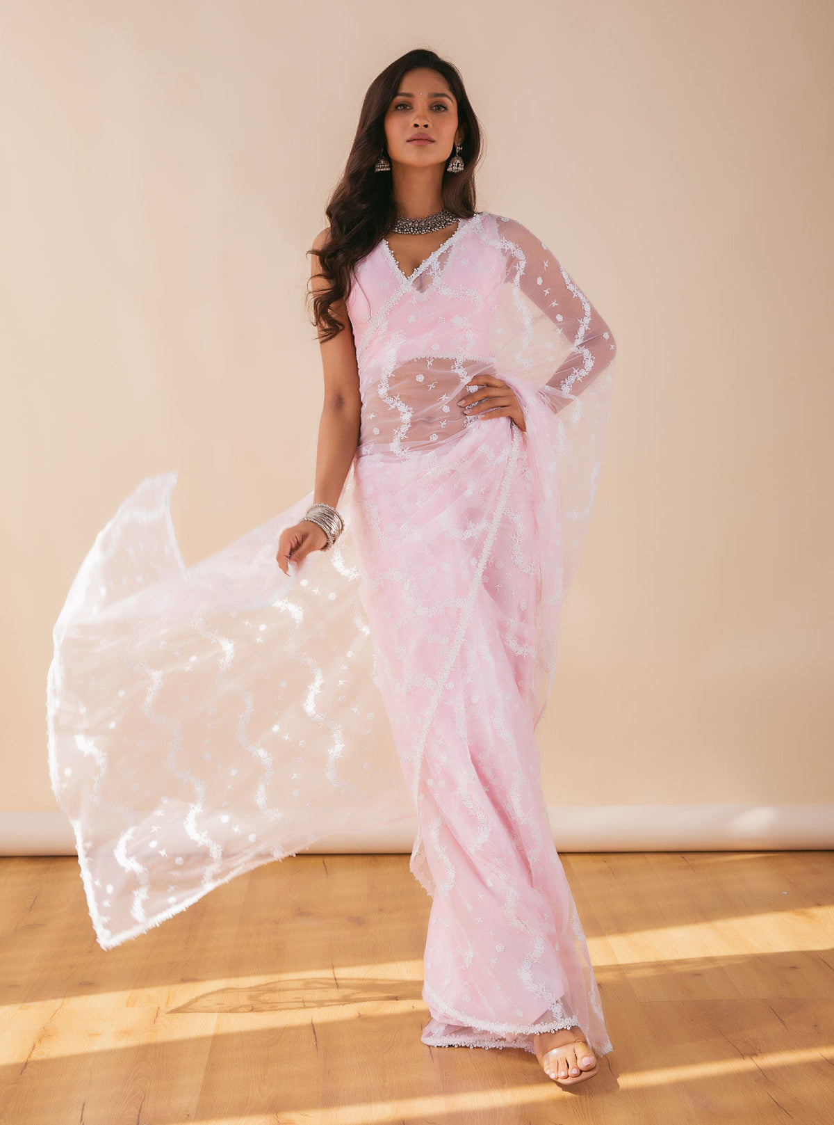Kolli Net Pink Saree
