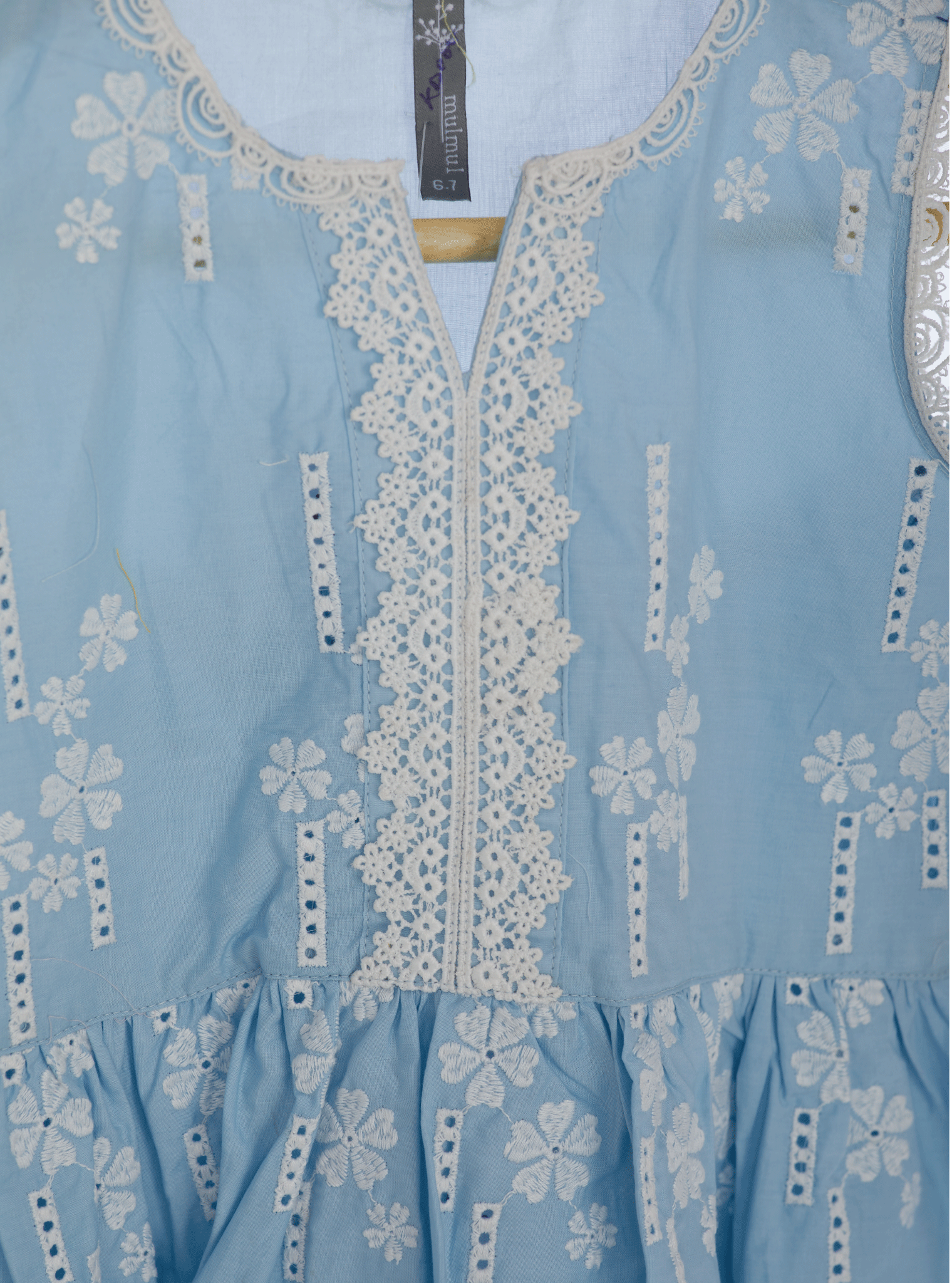 Mulmul Cotton Ming Light Blue Kurta With Ming Light Blue Sharara