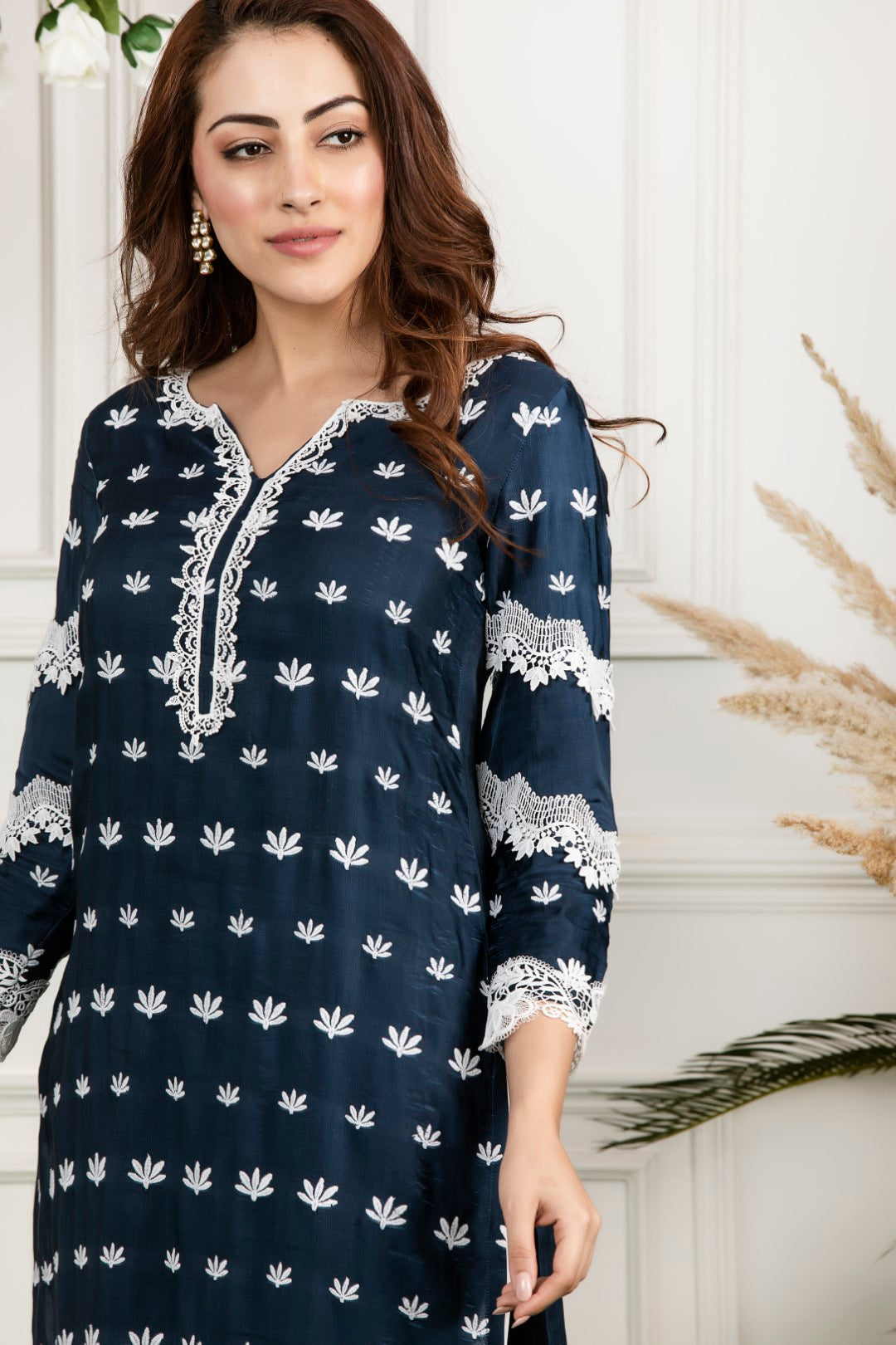 Water Lilly Front Pleated Kurta Set