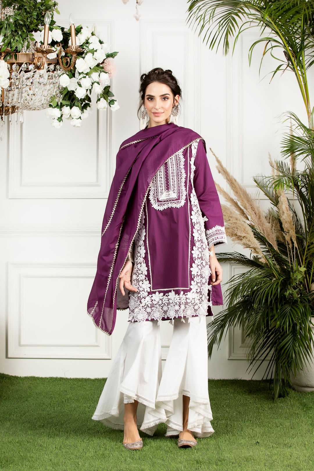 Mulmul Cotton Quill Kurta With Cotton Bellbottoms