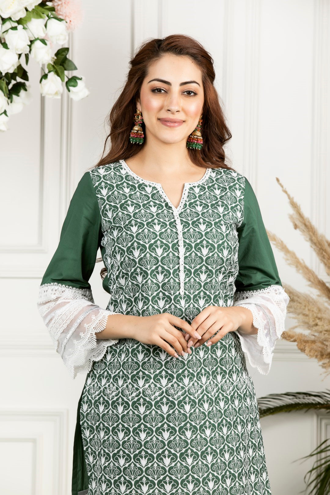 Mulmul Cotton Veronica Kurta With Mulmul Gota Stripe Pyajamas