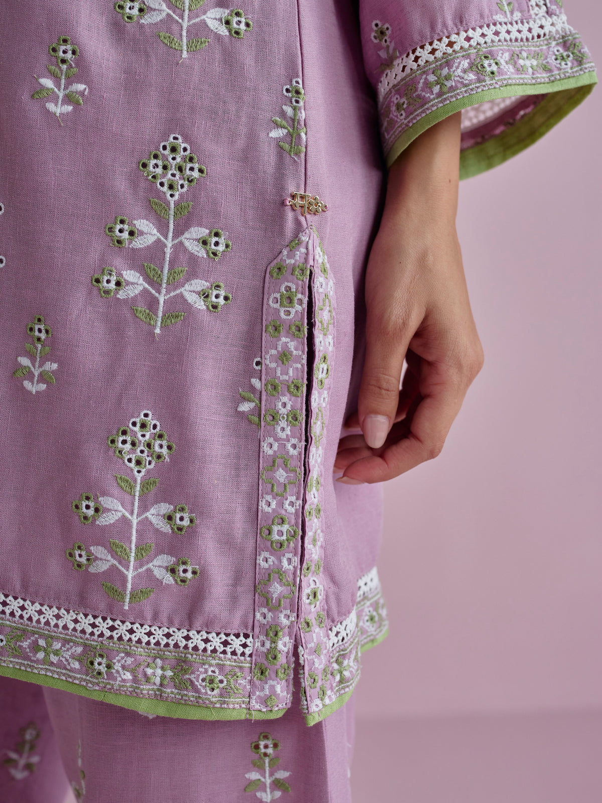Zano Linen Lilac Kurta Set