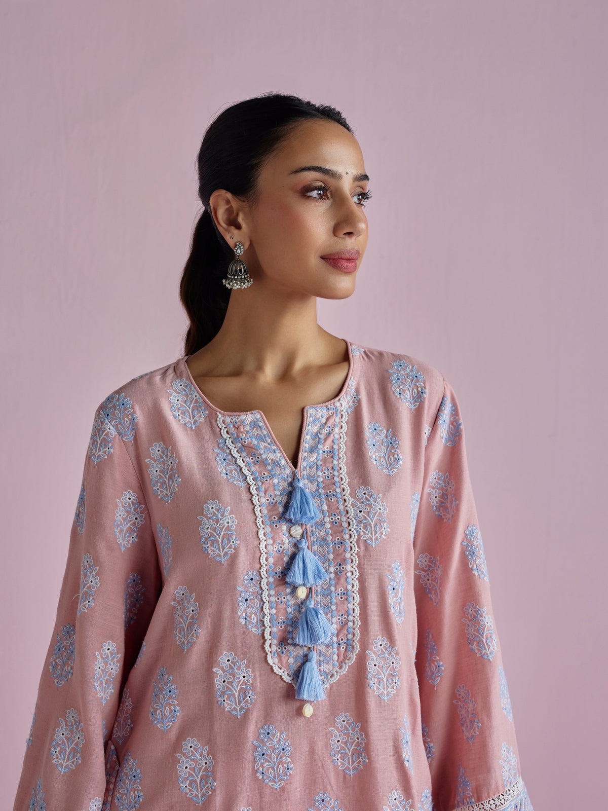 Lume Linen Pink Kurta Set