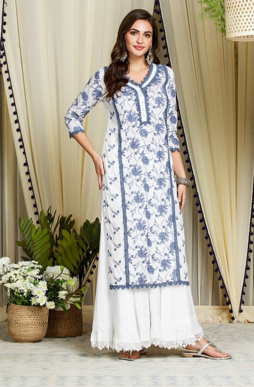 Rosetta Supima Cotton Kurta with Sharara Set