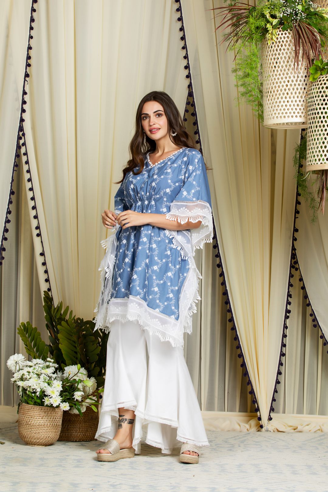 Mulmul Cotton Fiore Kurta With New Bellbottoms