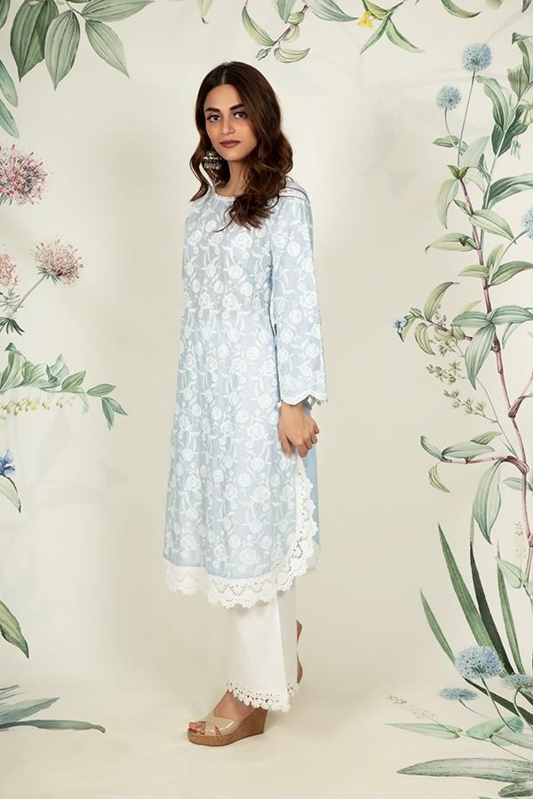 Rosebud Kurta Light Blue and Tassel pyajama