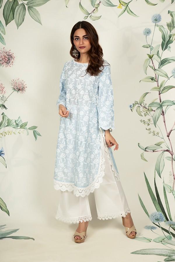 Rosebud Kurta Light Blue and Tassel pyajama