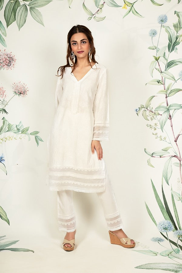 Thistle Kurta White