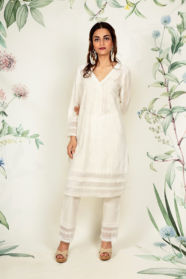 Thistle Kurta White