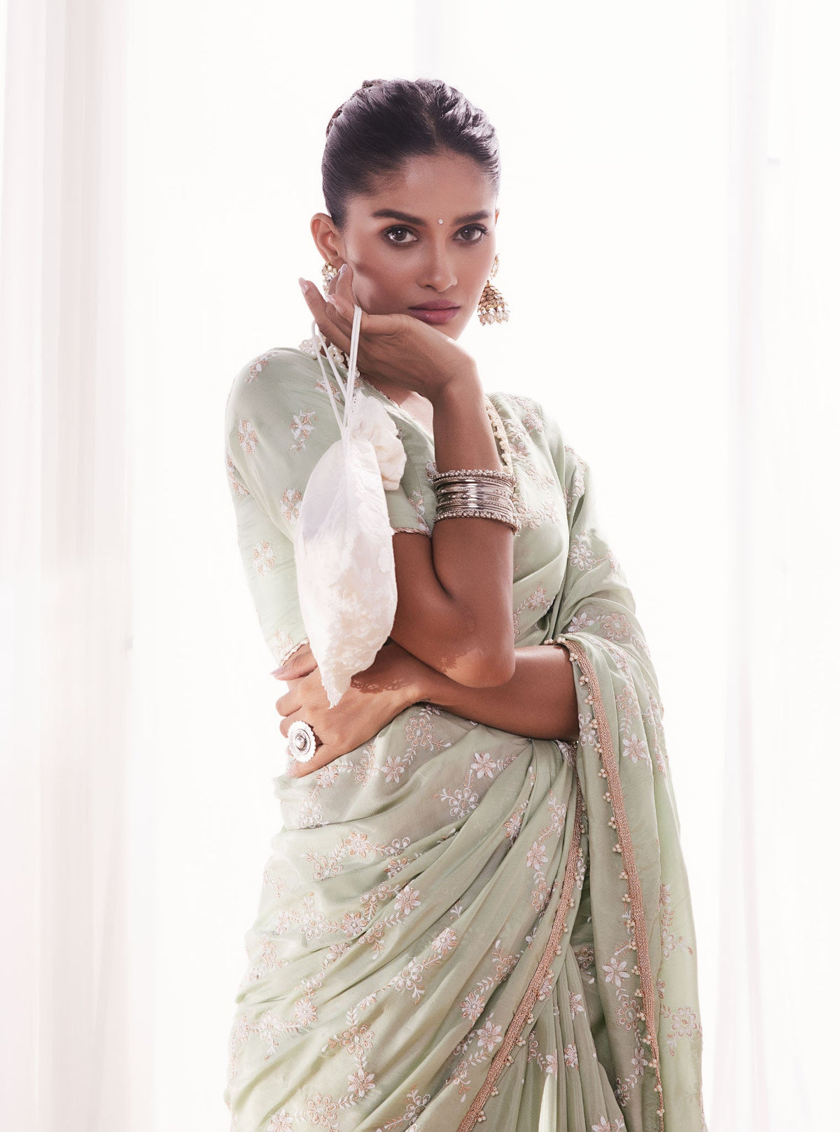 Pelling Japanese Silk Green Saree