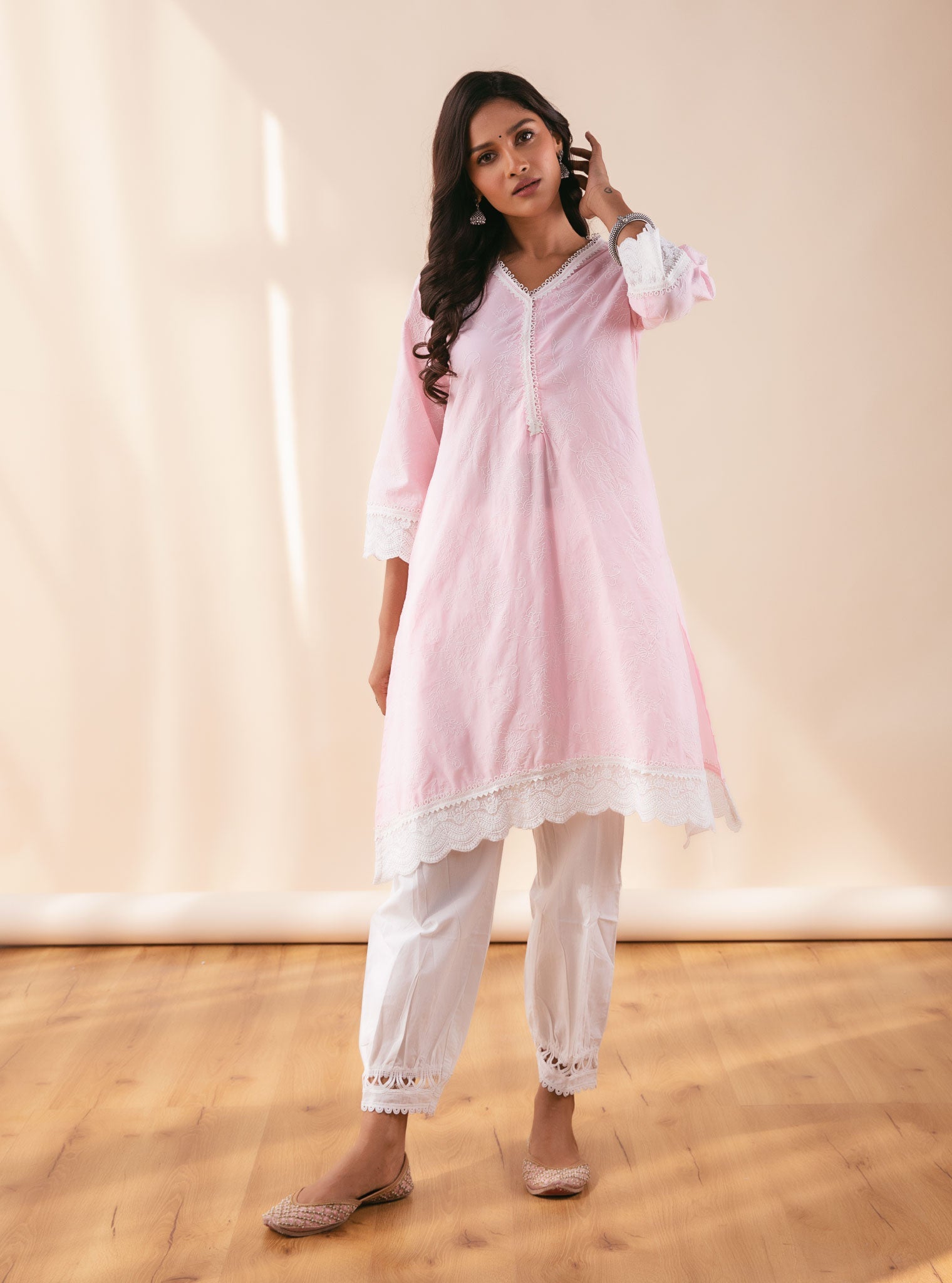 Mulmul Cotton Pixie Pink Kurta