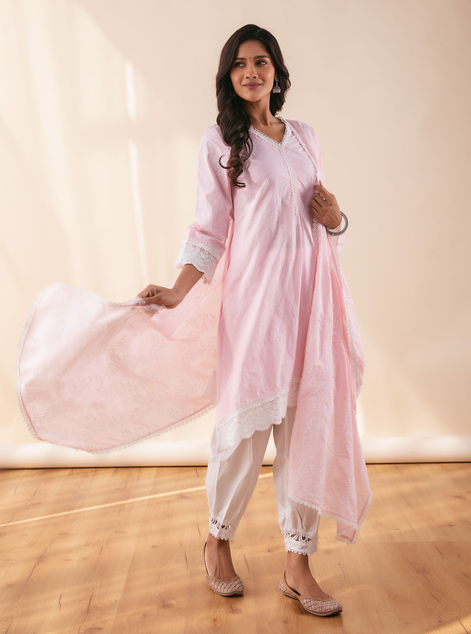 Mulmul Cotton Pixie Pink Kurta