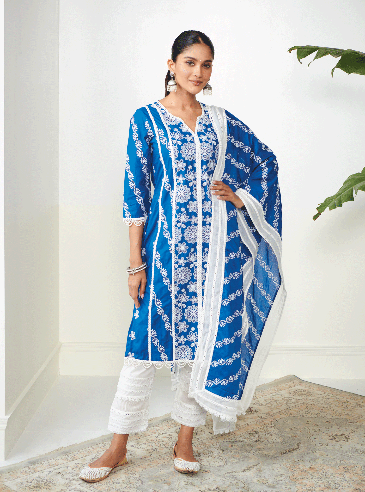 Cara Supima Cotton Navy Kurta Set