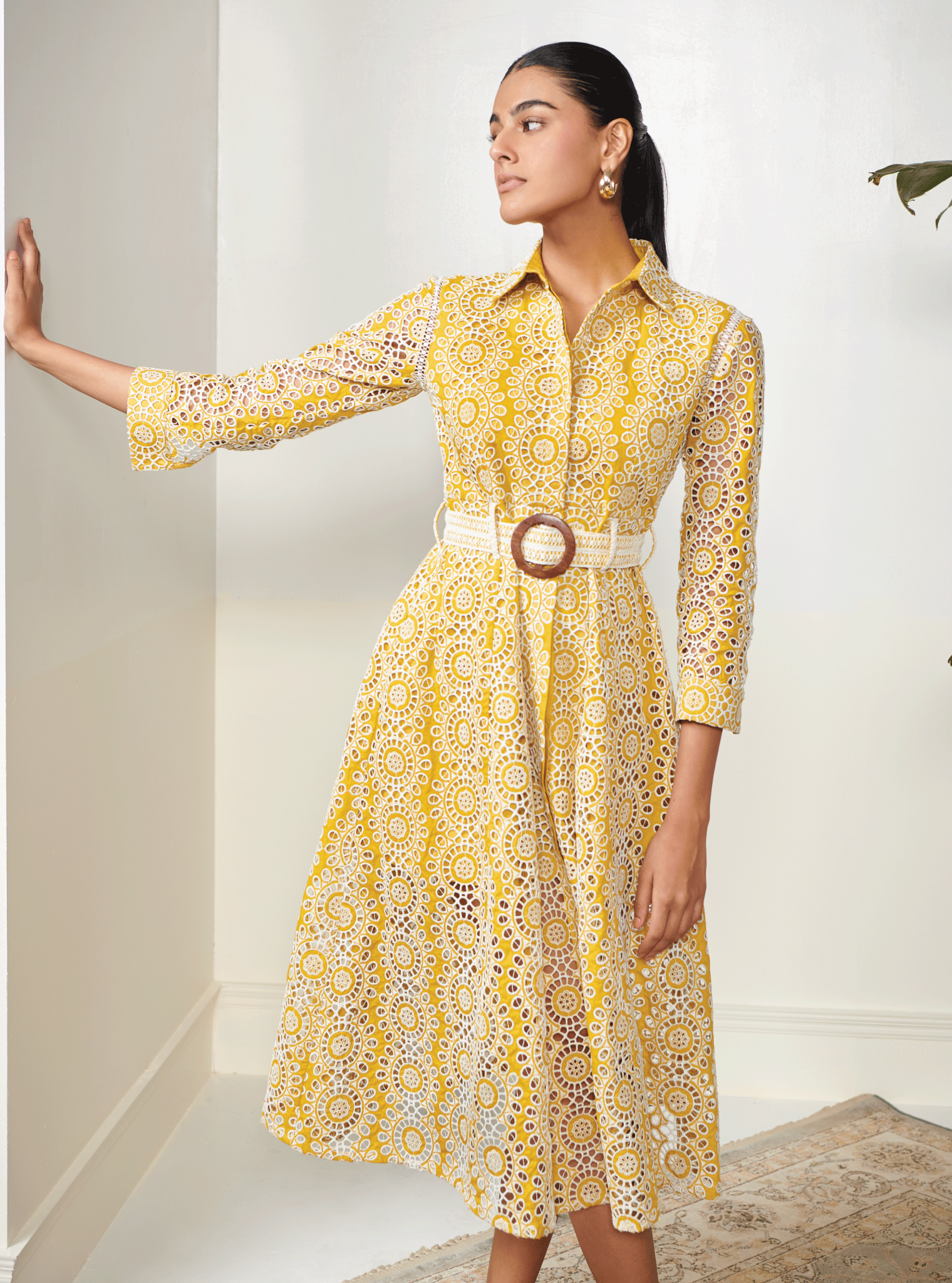 Mulmul Cotton Remy Mustard Dress