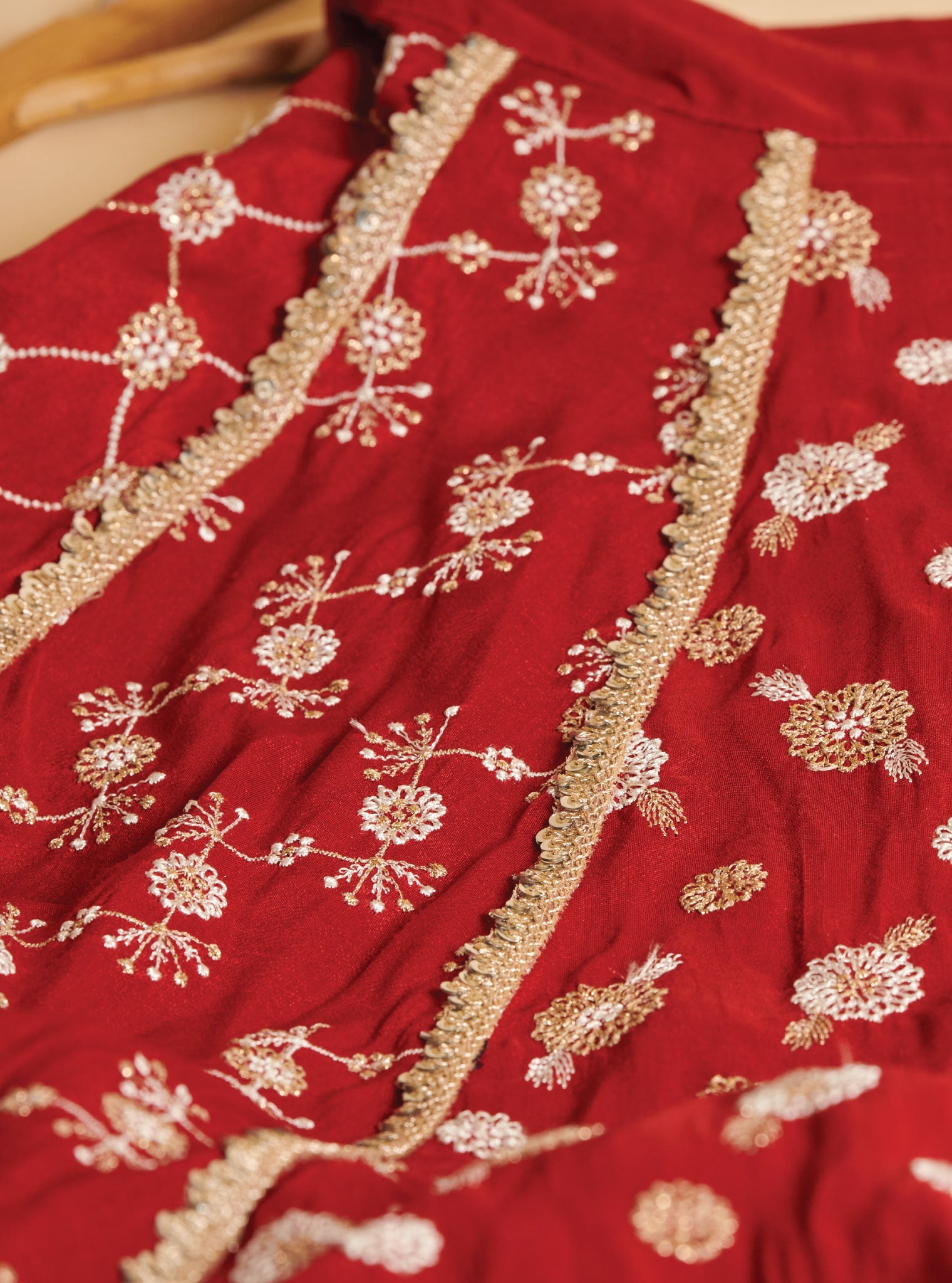 Surkh Silk Red Kurta with Lehenga Set