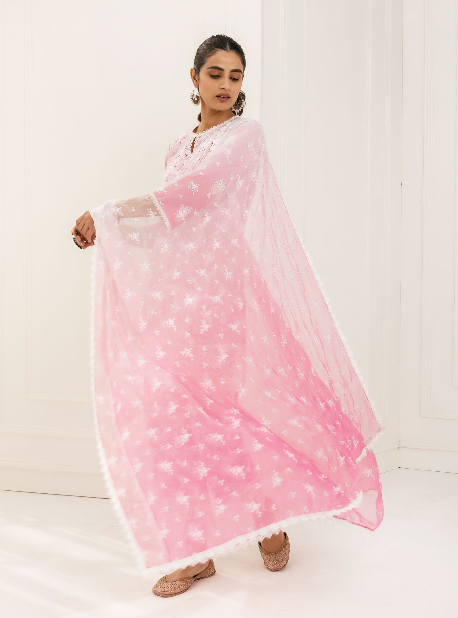 Mulmul Cotton Tista Pink Kurta With Tista Pink Palazzo